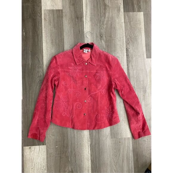 Coldwater Creek BarbieCore Pink Leather Jacket, Size Small, MSRP $149 - Picture 1 of 7